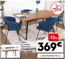 Conforama Mesa de Jantar Extensível CHARLOTTE promoção