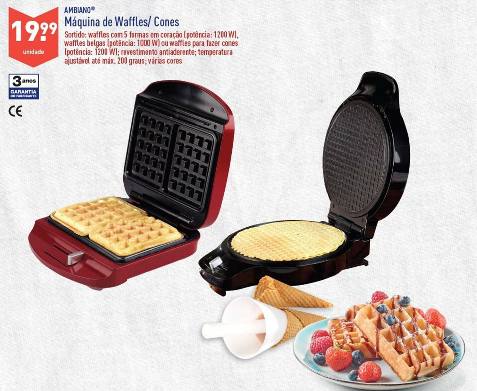 Promoção Ambiano Máquina de Waffles/Cones em ALDI
