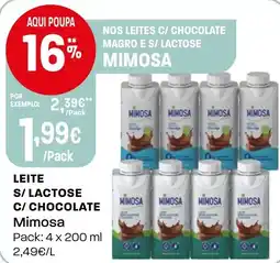 Intermarché Leite s/lactose c/ chocolate mimosa promoção