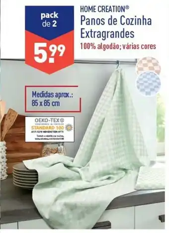 ALDI Home Creation Panos de Cozinha Extragrandes Pack de 2 promoção