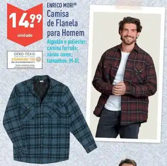 ALDI Enrico Mori Camisa de Flanela para Homem M-XL promoção