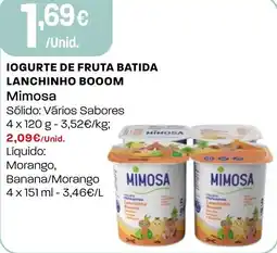 Intermarché Iogurte de fruta batida lanchinho booom Mimosa promoção