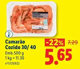 Lidl Camarão Cozido 30/40 promoção