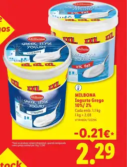Lidl MILBONA Iogurte Grego 10%/2% Cada promoção