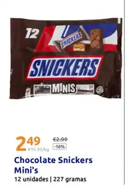 Action Chocolate Snickers Mini's promoção