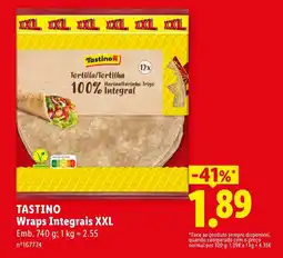 Lidl TASTINO Wraps Integrais XXL promoção