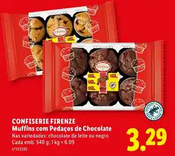 Lidl CONFISERIE FIRENZE Muffins com Pedaços de Chocolate promoção