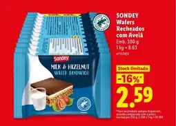 Lidl SONDEY Wafers Recheados com Avelã promoção