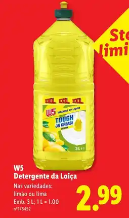Lidl W5 Detergente da Loiça promoção