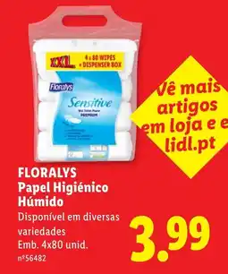 Lidl FLORALYS Papel Higiénico Húmido promoção