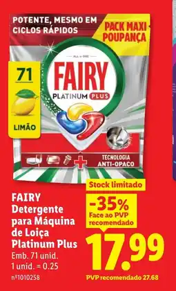 Lidl FAIRY Detergente para Máquina de Loiça Platinum Plus promoção