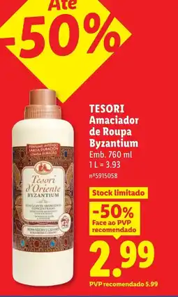 Lidl TESORI Amaciador de Roupa Byzantium promoção