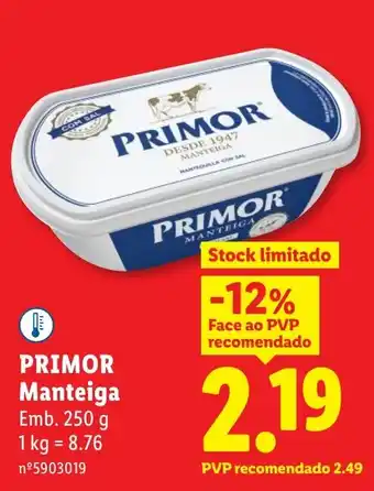 Lidl PRIMOR Manteiga promoção