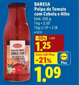 Lidl BARESA Polpa de Tomate com Cebola e Alho promoção