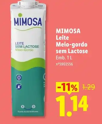 Lidl MIMOSA Leite Meio-gordo sem Lactose promoção