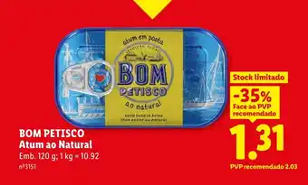 Lidl BOM PETISCO Atum ao Natural promoção