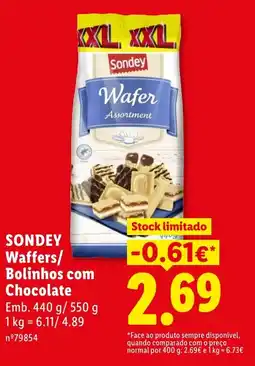 Lidl SONDEY Waffers/ Bolinhos com Chocolate promoção