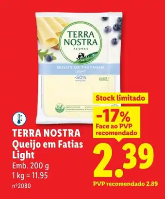 Lidl TERRA NOSTRA Queijo em Fatias Light promoção