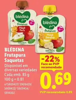 Lidl BLÉDINA Frutapura Saquetas promoção