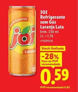 Lidl JOI Refrigerante sem Gás Laranja Lata promoção