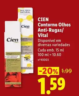 Lidl CIEN Contorno Olhos Anti-Rugas/ Vital promoção