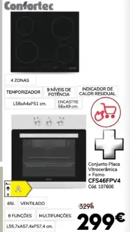 Conforama Conjunto Placa Vitrocerâmica + Forno CFS46FPV4 promoção