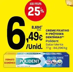 Intermarché Creme fixativo p/próteses dentárias(3) polident sabor menta promoção