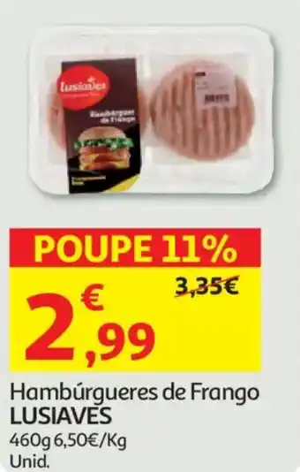Auchan Hambúrgueres de Frango LUSIAVES promoção