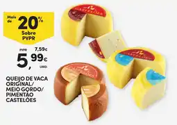 Continente Queijo de vaca original/ meio gordo/ pimentao casteloes promoção