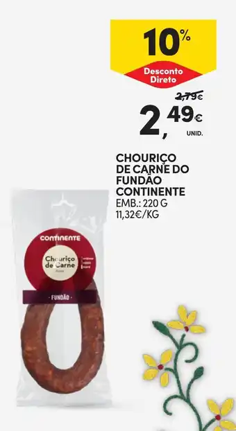 Continente Chourico de carne do fundao continente promoção