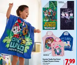 Lidl Poncho/Toalha Paw Patrol e Peppa Pig para Criança 100% Algodão promoção
