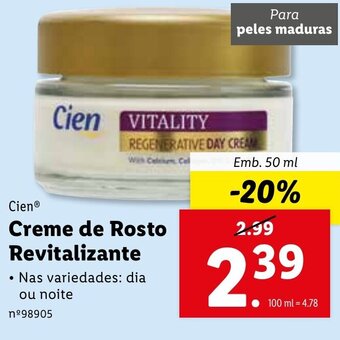 Cien Creme de Rosto Revitalizante 50ml