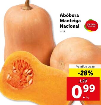 Lidl Abóbora Manteiga Nacional promoção