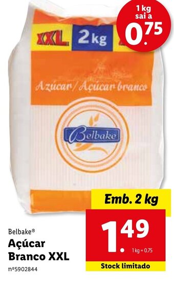 Lidl Belbake Açúcar Branco XXL 2kg promoção