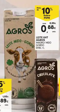 Continente Leite uht agros magro/meio gordo promoção