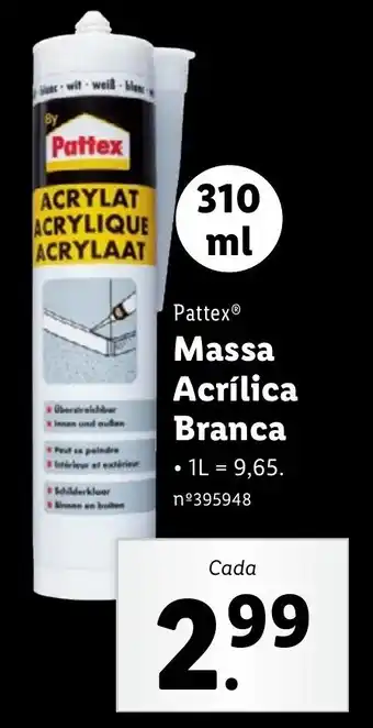 Lidl Pttex Massa Acrílica Branca 310ml promoção