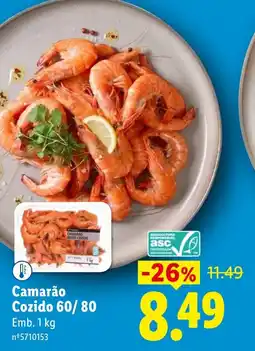 Lidl Camarão Cozido 60/80 promoção