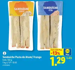 Lidl Sanduíche Pasta de Atum/ Frango promoção