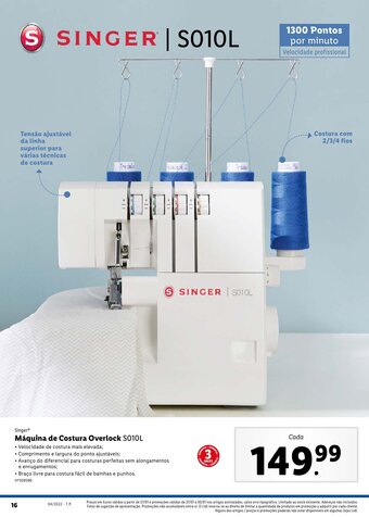 Lidl Singer Máquina de Costura Overlock S010L promoção