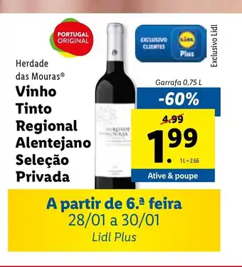Lidl Hardade das Mouras Vinho Tinto Regional Alentejano Seleção Privada promoção