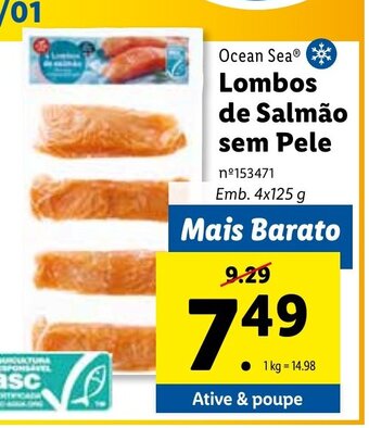 Lidl Ocean Sea Lombos de Salmão sem Pele promoção