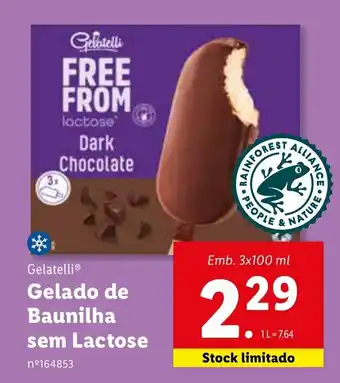 Lidl Gelatelli Gelado de baunilha sem Lactose promoção