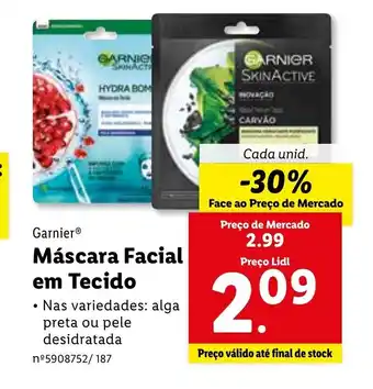 Lidl Garnier Mascara Facial em Tecido promoção