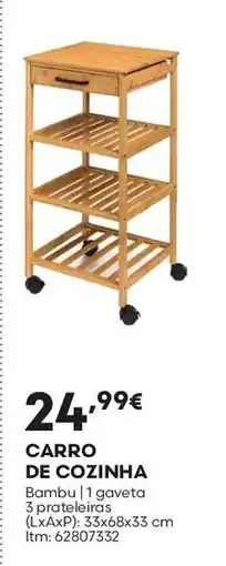 Bricomarché Carro de cozinha bambu 1 gaveta promoção