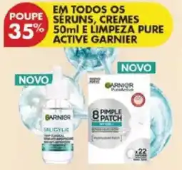 Pingo Doce Em todos os seruns, cremes e limpeza pure active garnier promoção