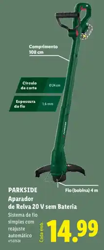 Lidl PARKSIDE Aparador de Relva 20 V sem Bateria promoção