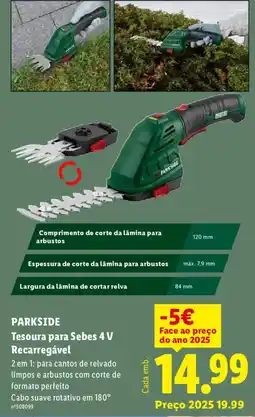 Lidl PARKSIDE Tesoura para Sebes 4 V Recarregável promoção