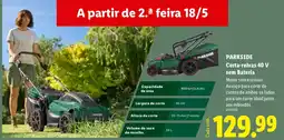 Lidl PARKSIDE Corta-relvas 40 V sem Bateria promoção