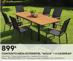 Bricomarché Conjunto mesa extensivel "malia" + 6 cadeiras* promoção