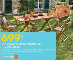 Bricomarché Conjunto mesa extensivel +6 cadeiras promoção